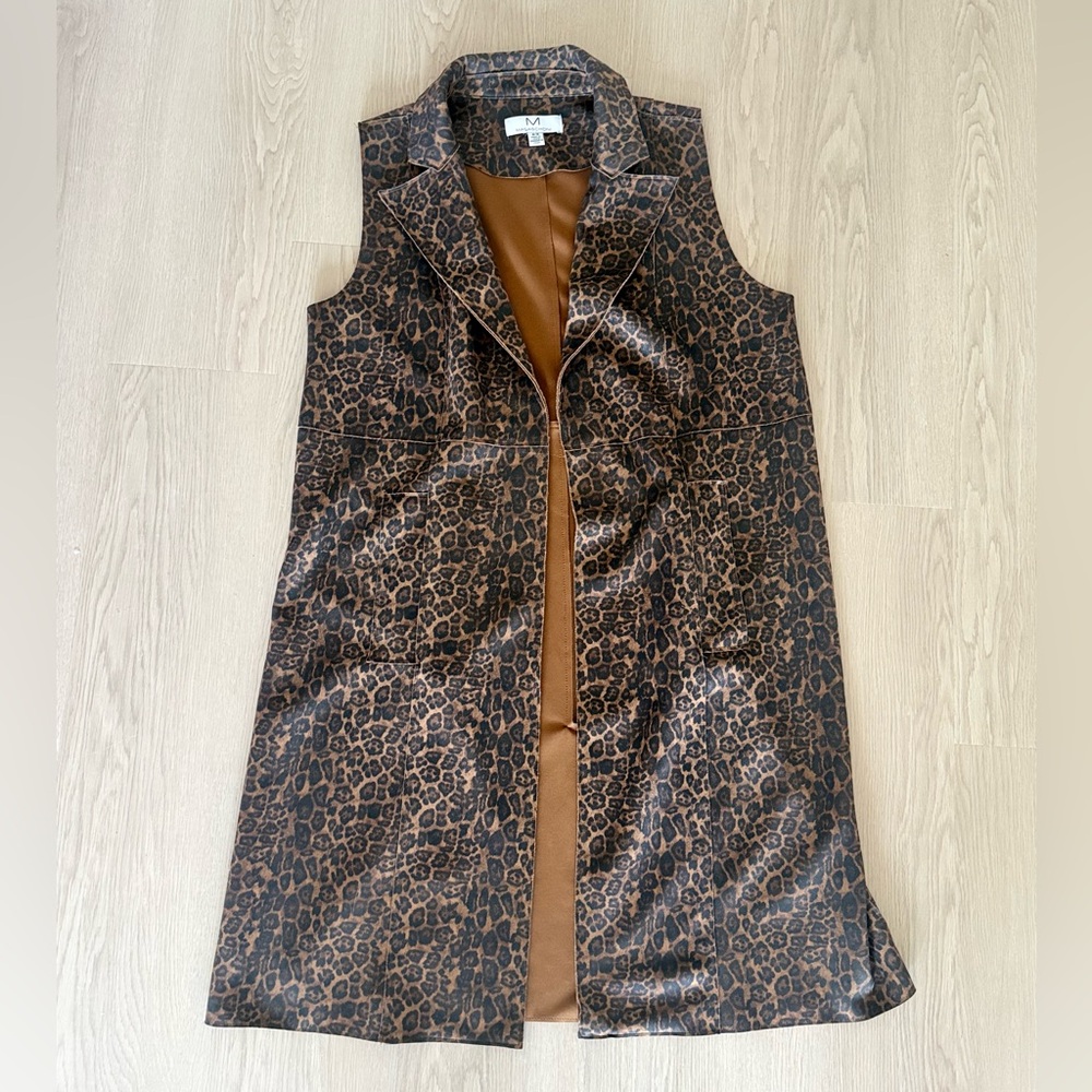 Magaschoni Leopard Print Faux Suede Vest - Size Medium